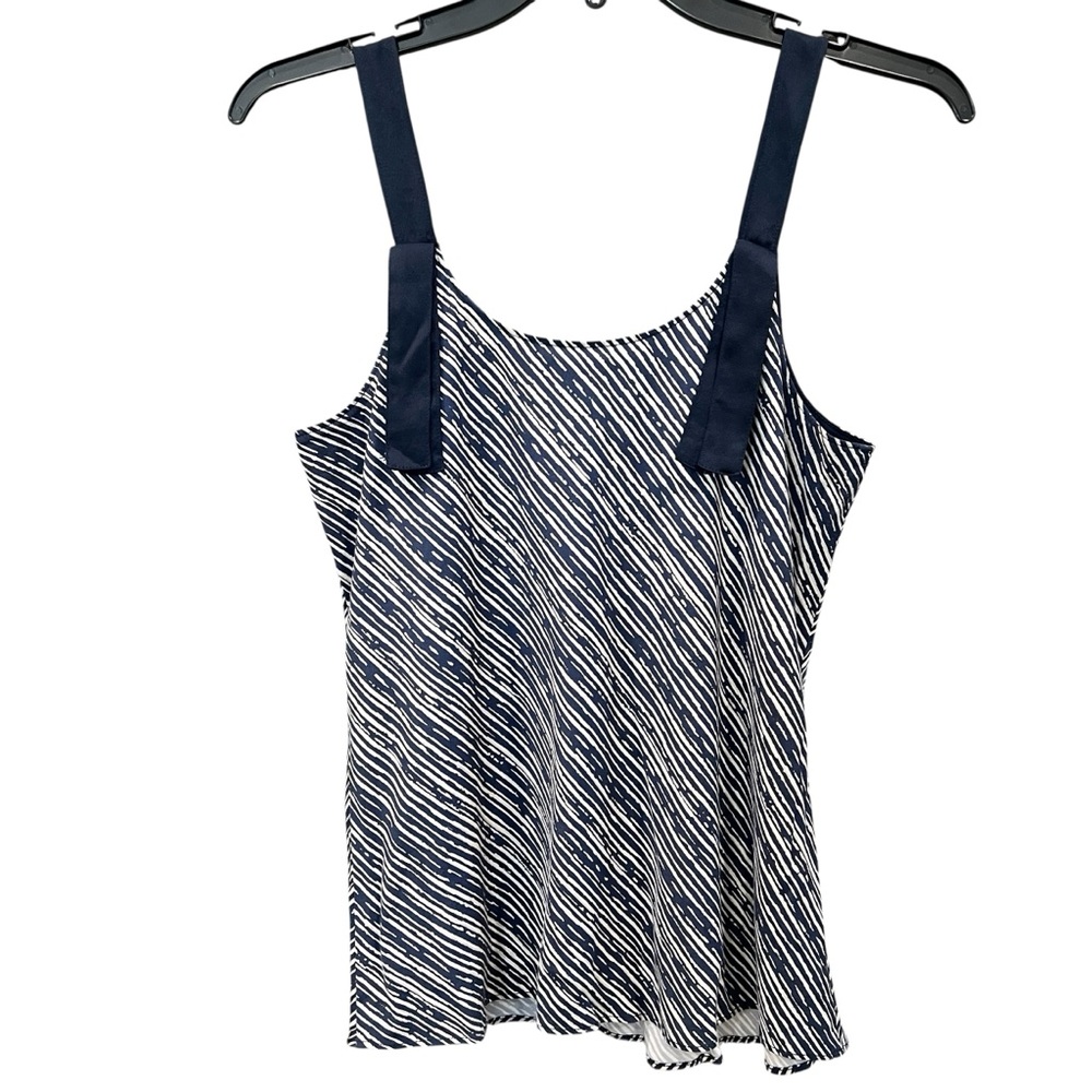 NIC+ZOE Spring Rain Print Tank Top Contrast Strap Blue White XS NEW - Picture 4 of 14